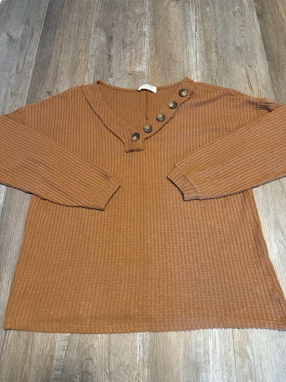 Zenana Outfitters Rust Waffle-Knit Pullover